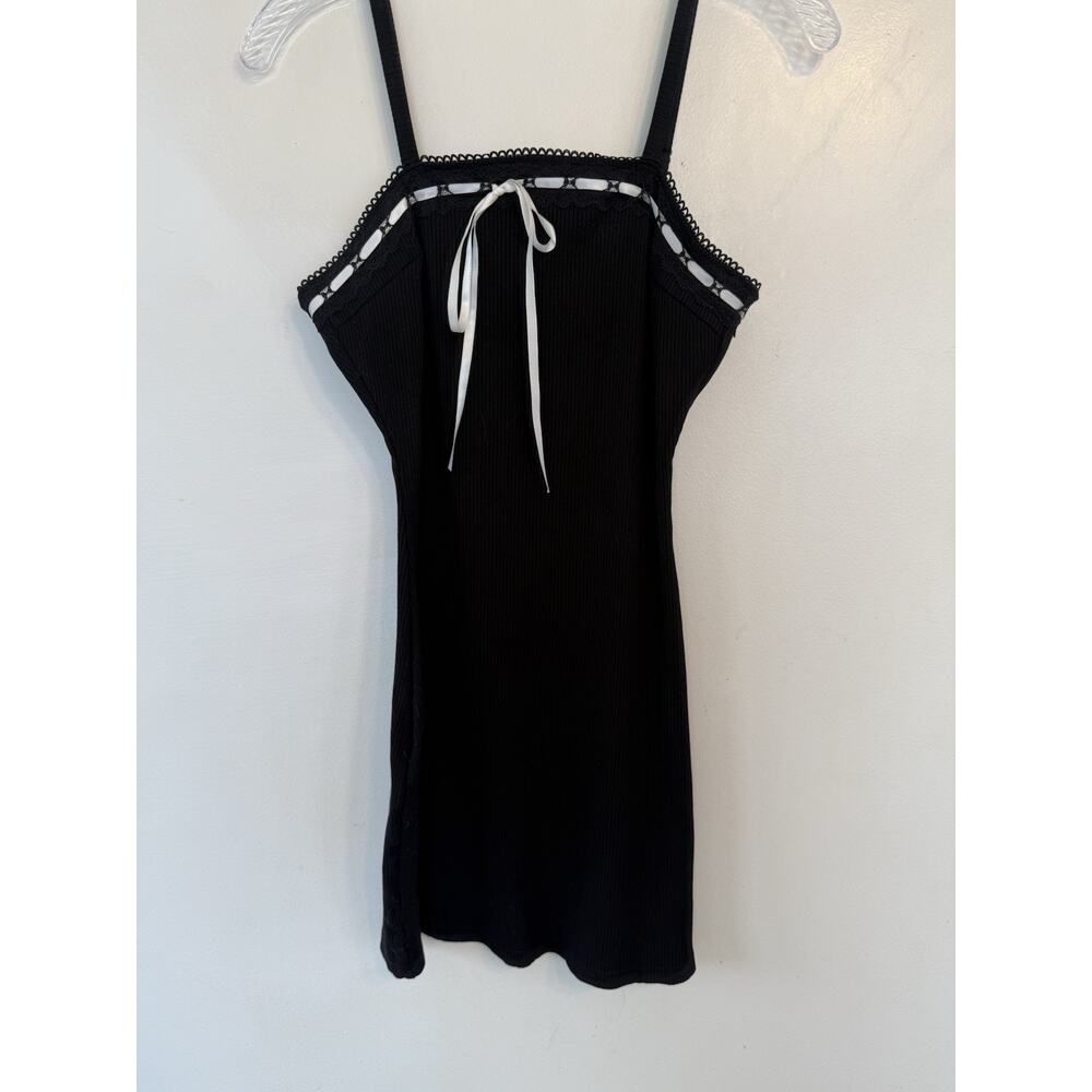Charlotte Russe Black White Lace Bow Camisole Adjustable Strap Size S